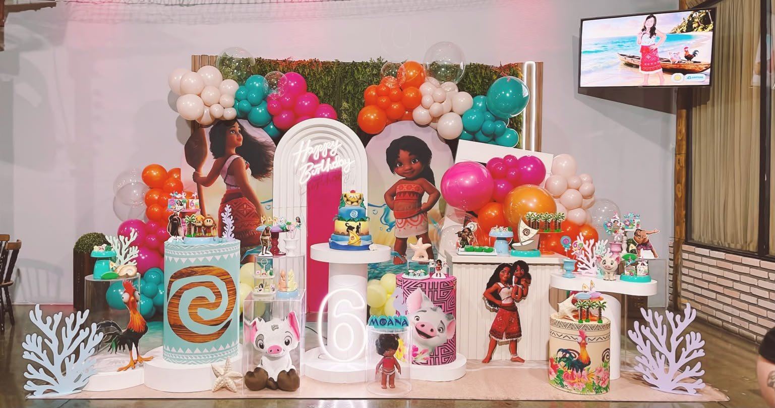 Decoração de festa tema Moana no Jack Kingdom